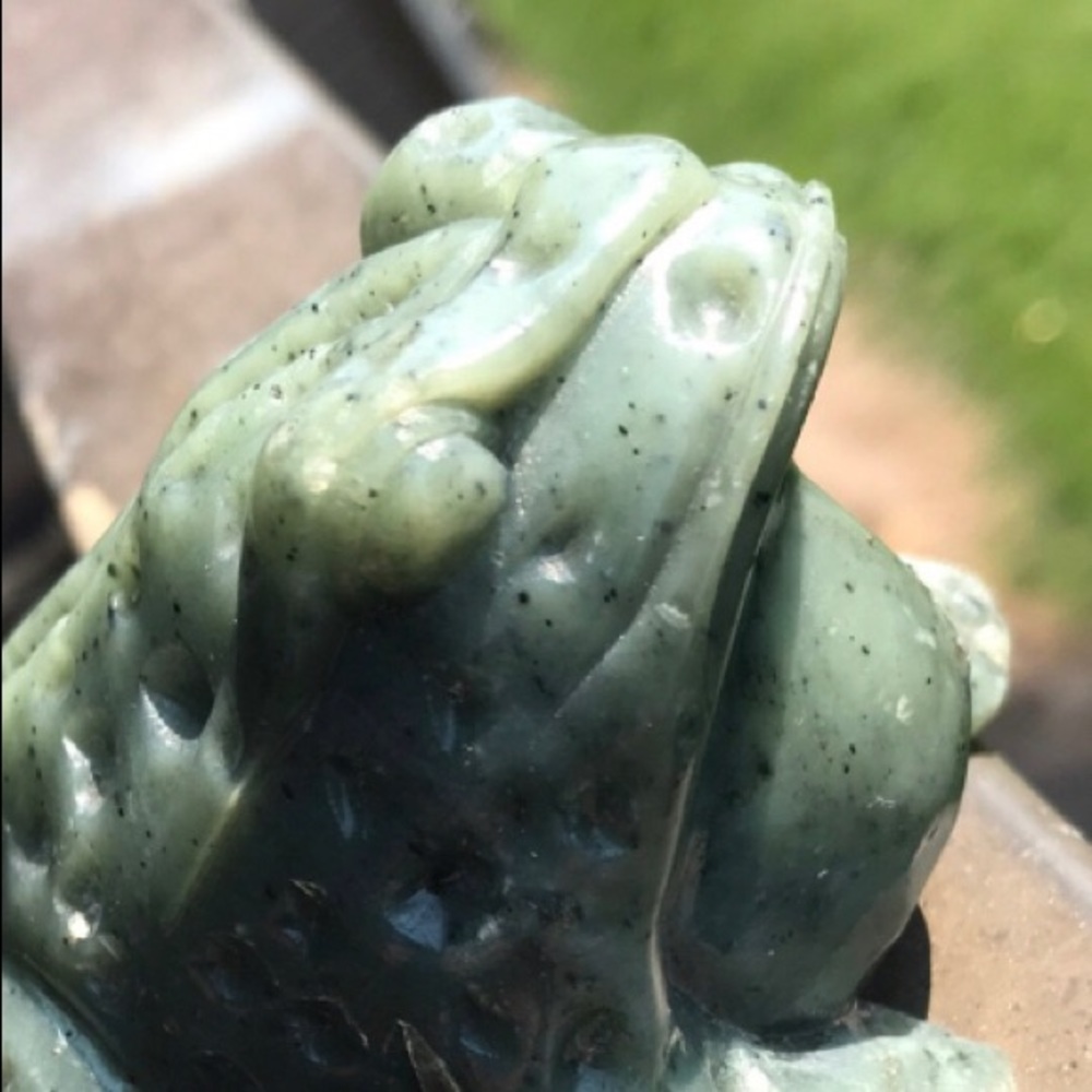 Vintage Heavy Jade Handcarved Frog Detailed - Picture 7 of 16